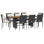 vidaXL Set de comedor de jardín 9 pzas y cojines ratán sintético negro vidaXL Set de comedor de jardín 9 pzas y cojines ratán sintético negro