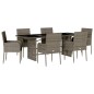 vidaXL Set comedor jardín 7 pzas y cojines ratán sintético gris vidaXL Set comedor jardín 7 pzas y cojines ratán sintético gris