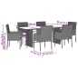 vidaXL Set comedor jardín 7 pzas y cojines ratán sintético gris vidaXL Set comedor jardín 7 pzas y cojines ratán sintético gris
