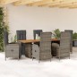 vidaXL Set comedor jardín 7 pzas y cojines ratán sintético gris vidaXL Set comedor jardín 7 pzas y cojines ratán sintético gris