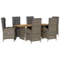 vidaXL Set comedor jardín 7 pzas y cojines ratán sintético gris vidaXL Set comedor jardín 7 pzas y cojines ratán sintético gris