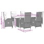 vidaXL Set comedor jardín 7 pzas y cojines ratán sintético gris vidaXL Set comedor jardín 7 pzas y cojines ratán sintético gris