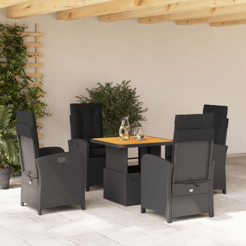vidaXL Set de muebles jardín 5 pzas con cojines ratán sintético negro vidaXL Set de muebles jardín 5 pzas con cojines ratán sintético negro