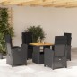vidaXL Set de muebles jardín 5 pzas con cojines ratán sintético negro vidaXL Set de muebles jardín 5 pzas con cojines ratán sintético negro