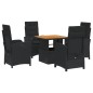 vidaXL Set de muebles jardín 5 pzas con cojines ratán sintético negro vidaXL Set de muebles jardín 5 pzas con cojines ratán sintético negro