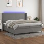 vidaXL Cama box spring colchón y luces LED tela gris claro 200x200 cm vidaXL Cama box spring colchón y luces LED tela gris claro 200x200 cm