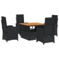 vidaXL Set de muebles jardín 5 pzas con cojines ratán sintético negro vidaXL Set de muebles jardín 5 pzas con cojines ratán sintético negro