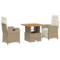 vidaXL Set comedor de jardín 3 pzas con cojines ratán sintético beige vidaXL Set comedor de jardín 3 pzas con cojines ratán sintético beige