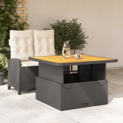 vidaXL Set comedor de jardín 2 pzas con cojines ratán sintético negro