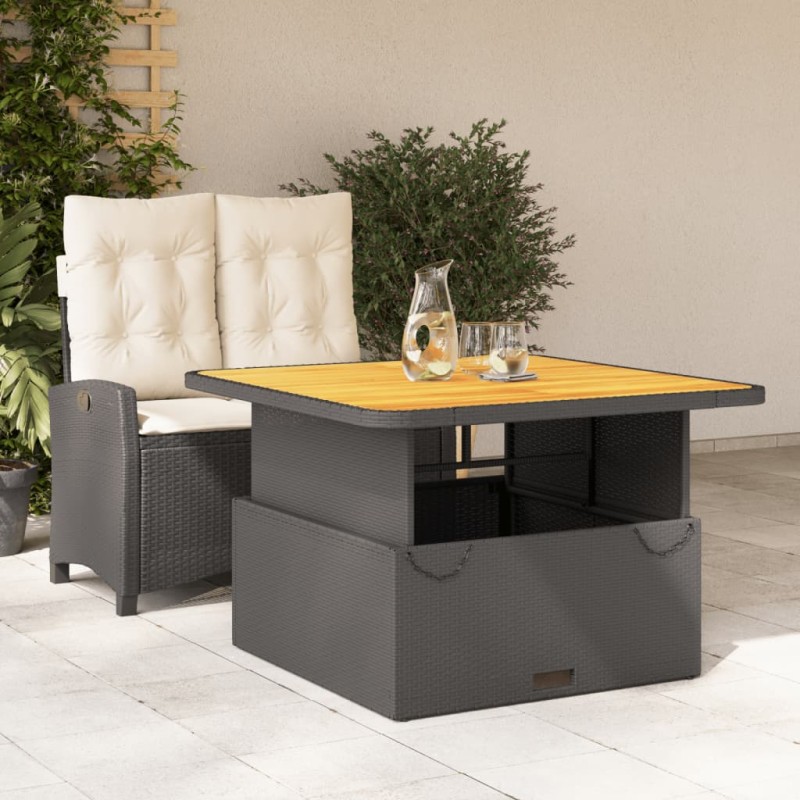 vidaXL Set comedor de jardín 2 pzas con cojines ratán sintético negro