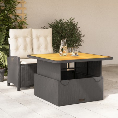 vidaXL Set comedor de jardín 2 pzas con cojines ratán sintético negro