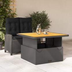 vidaXL Set comedor de jardín 2 pzas con cojines ratán sintético negro