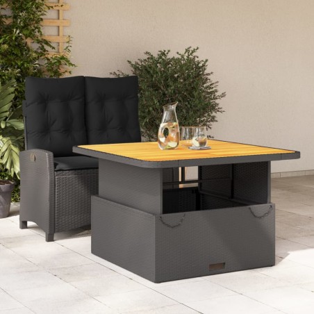 vidaXL Set comedor de jardín 2 pzas con cojines ratán sintético negro