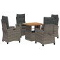 vidaXL Set comedor de jardín 5 piezas con cojines ratán sintético gris vidaXL Set comedor de jardín 5 piezas con cojines ratán sintético gris