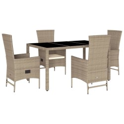 vidaXL Set comedor de jardín 5 pzas con cojines ratán sintético beige