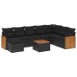 vidaXL Set de sofás de jardín 8 piezas y cojines ratán sintético negro