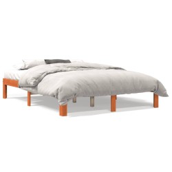 vidaXL Estructura de cama madera maciza pino marrón cera 135x190 cm