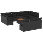 vidaXL Set sofás de jardín 14 pzas con cojines ratán sintético negro vidaXL Set sofás de jardín 14 pzas con cojines ratán sintético negro