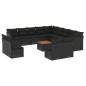 vidaXL Set sofás de jardín 14 pzas con cojines ratán sintético negro vidaXL Set sofás de jardín 14 pzas con cojines ratán sintético negro