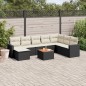 vidaXL Set de sofás de jardín 8 piezas y cojines ratán sintético negro vidaXL Set de sofás de jardín 8 piezas y cojines ratán sintético negro