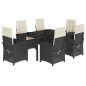 vidaXL Set de comedor de jardín 7 pzas y cojines ratán sintético negro vidaXL Set de comedor de jardín 7 pzas y cojines ratán sintético negro