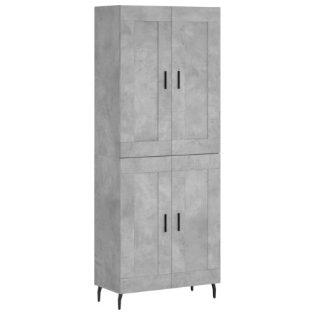 vidaXL Aparador alto madera contrachapada gris hormigón 69,5x34x180 cm