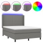 vidaXL Cama box spring colchón y luces LED tela gris oscuro 140x200 cm