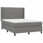 vidaXL Cama box spring colchón y luces LED tela gris oscuro 140x200 cm