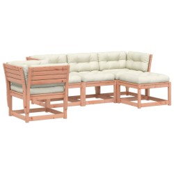 vidaXL Juego de muebles jardín 5 pzas y cojines madera abeto Douglas