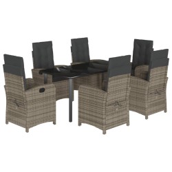vidaXL Set comedor jardín 7 pzas y cojines ratán sintético gris