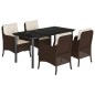 vidaXL Set comedor de jardín 5 piezas y cojines ratán sintético marrón vidaXL Set comedor de jardín 5 piezas y cojines ratán sintético marrón