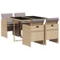 vidaXL Set comedor de jardín 5 pzas con cojines ratán sintético beige