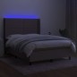 vidaXL Cama box spring colchón y luces LED tela gris taupe 140x190 cm