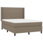 vidaXL Cama box spring colchón y luces LED tela gris taupe 140x190 cm