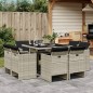 vidaXL Set comedor de jardín 9 pzas cojines ratán sintético gris claro vidaXL Set comedor de jardín 9 pzas cojines ratán sintético gris claro