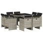 vidaXL Set comedor de jardín 9 pzas cojines ratán sintético gris claro vidaXL Set comedor de jardín 9 pzas cojines ratán sintético gris claro