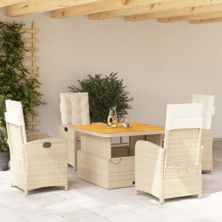 vidaXL Set comedor de jardín 5 pzas con cojines ratán sintético beige