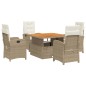 vidaXL Set comedor de jardín 5 pzas con cojines ratán sintético beige vidaXL Set comedor de jardín 5 pzas con cojines ratán sintético beige
