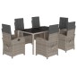 vidaXL Set comedor jardín 7 pzas y cojines ratán sintético gris vidaXL Set comedor jardín 7 pzas y cojines ratán sintético gris