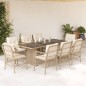 vidaXL Set comedor de jardín 9 pzas con cojines ratán sintético beige vidaXL Set comedor de jardín 9 pzas con cojines ratán sintético beige