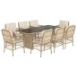 vidaXL Set comedor de jardín 9 pzas con cojines ratán sintético beige vidaXL Set comedor de jardín 9 pzas con cojines ratán sintético beige