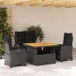 vidaXL Juego comedor jardín 4 piezas con cojines ratán sintético negro vidaXL Juego comedor jardín 4 piezas con cojines ratán sintético negro