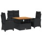 vidaXL Juego comedor jardín 4 piezas con cojines ratán sintético negro vidaXL Juego comedor jardín 4 piezas con cojines ratán sintético negro