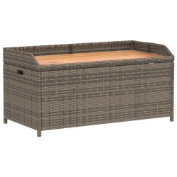 vidaXL Banco con almacenaje madera acacia ratán PE gris 100x50x52 cm