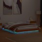 vidaXL Estructura de cama LED madera maciza pino marrón cera 160x200cm