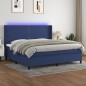 vidaXL Cama box spring colchón y luces LED tela azul 200x200 cm