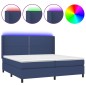 vidaXL Cama box spring colchón y luces LED tela azul 200x200 cm