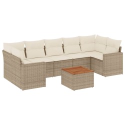 vidaXL Juego de sofás de jardín con cojines beige 8 pzas ratán PE