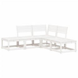 vidaXL Juego de sofás de jardín 5 piezas madera maciza de pino blanco