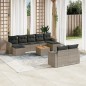 vidaXL Set de sofás de jardín 10 pzas con cojines ratán sintético gris vidaXL Set de sofás de jardín 10 pzas con cojines ratán sintético gris